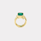 3.95ct Emerald Cut Emerald Vein Ring