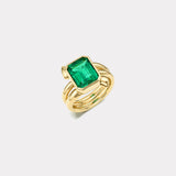 3.95ct Emerald Cut Emerald Vein Ring
