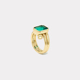 3.95ct Emerald Cut Emerald Vein Ring