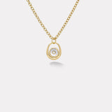 Midi Compass Pendant with White Mother of Pearl Looped on a 26" Thin Rolo Chain