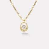 Midi Compass Pendant with White Mother of Pearl Looped on a 16" Thick Rolo