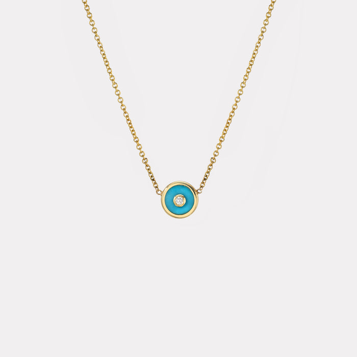 Mini Compass Pendant with Turquoise
