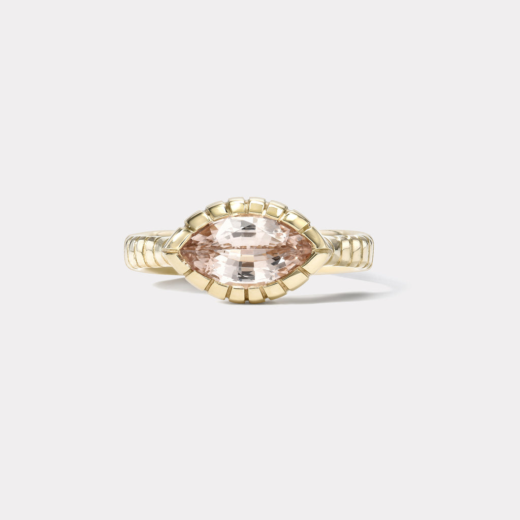One of a kind 1.98ct Unheated Peach Sapphire Heirloom Bezel Ring