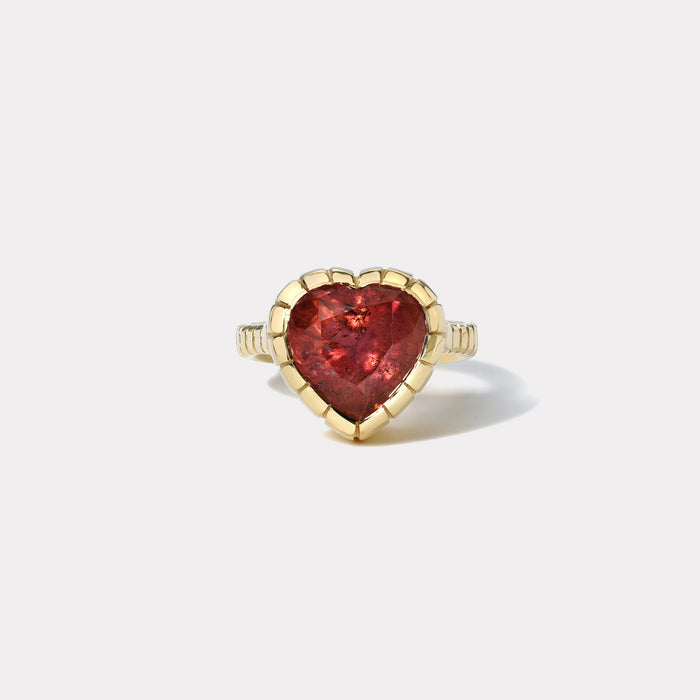 One of a kind 7ct Heart Pink Tourmaline Heirloom Bezel Ring