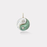 Double Stone Yin Yang Charm - White Mother of Pearl and Green Turquoise