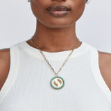 Green Turquoise Bravery Pendant on 18" Handmade Chain
