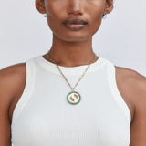 Green Turquoise Bravery Pendant on 18" Handmade Chain
