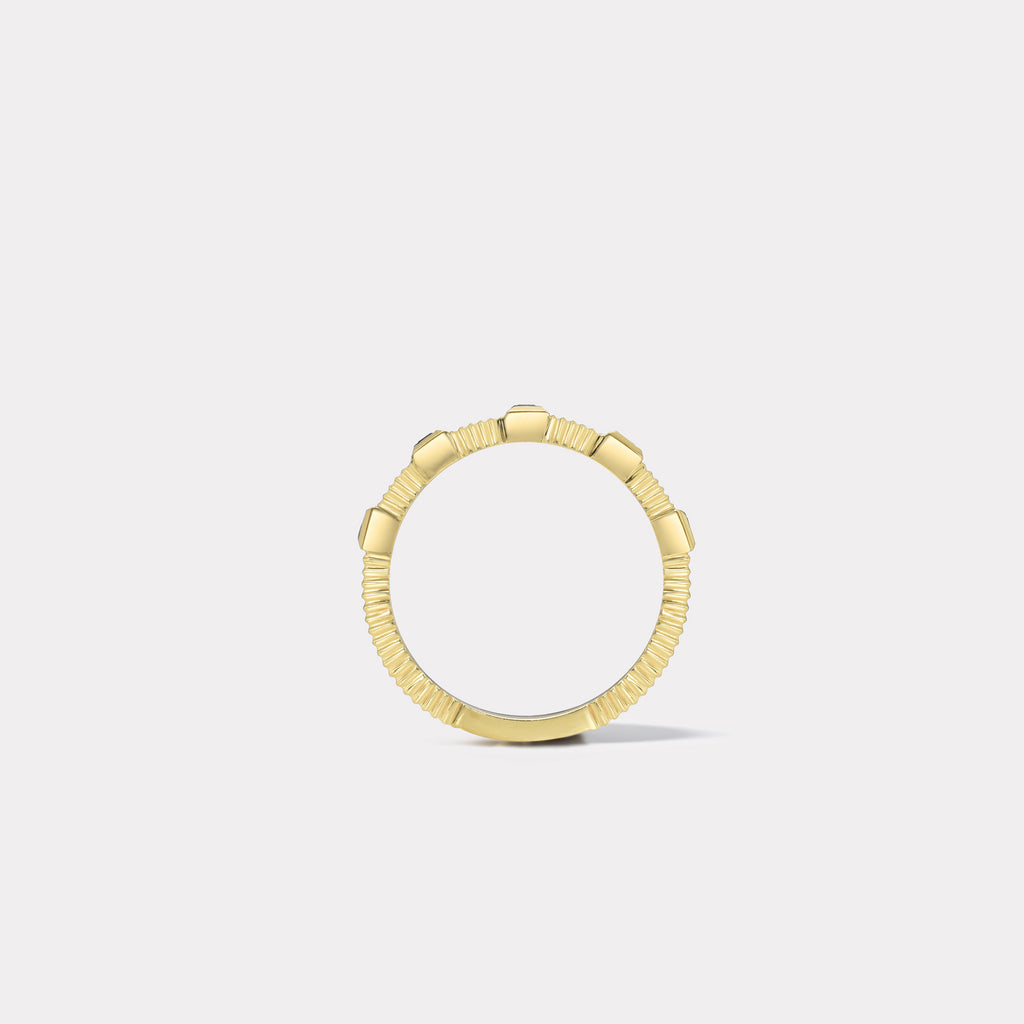 Pleated Five Stone Band - Carre Cut Emeralds