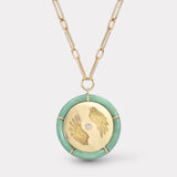Green Turquoise Bravery Pendant on 18" Handmade Chain