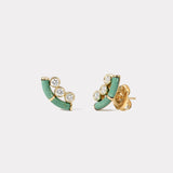 Green Turquoise Crested Inlay Diamond Studs