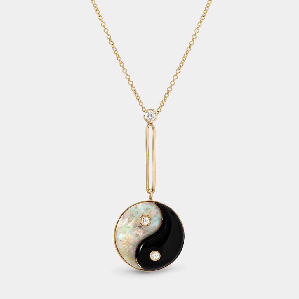 Double Stone Yin Yang Pendant - Australian Opal and Onyx