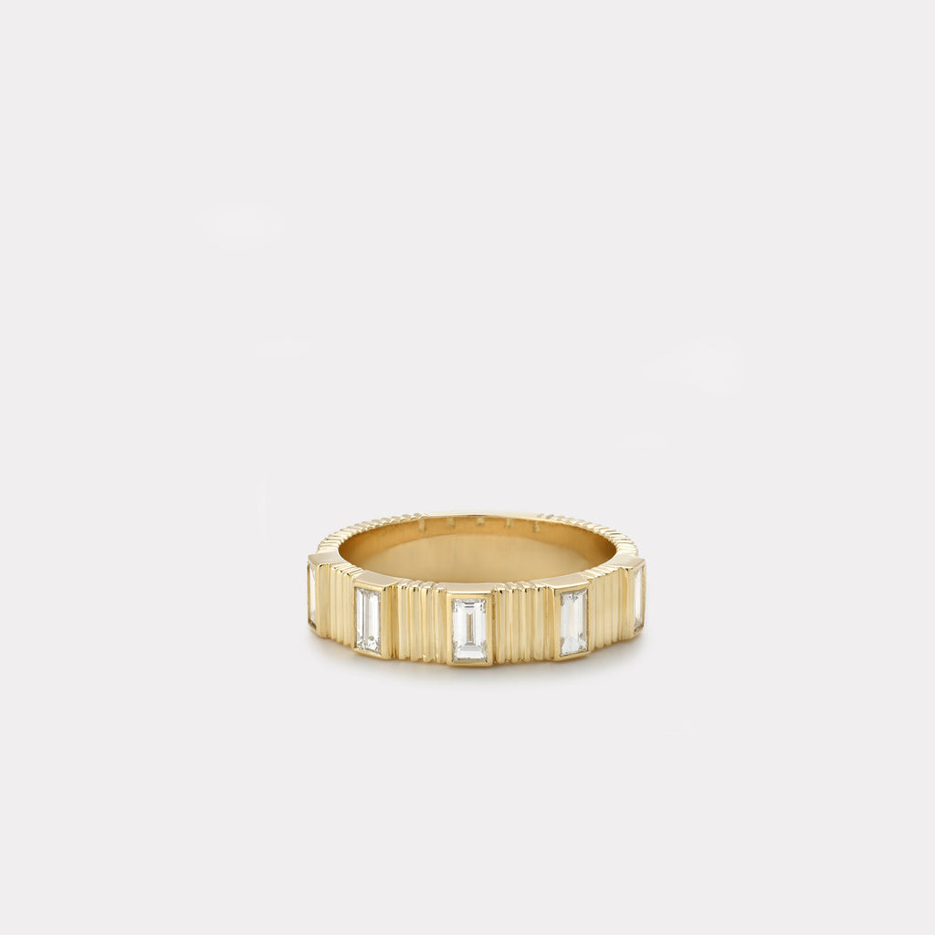 Pleated Five Stone Band - Baguette Cut Diamonds
