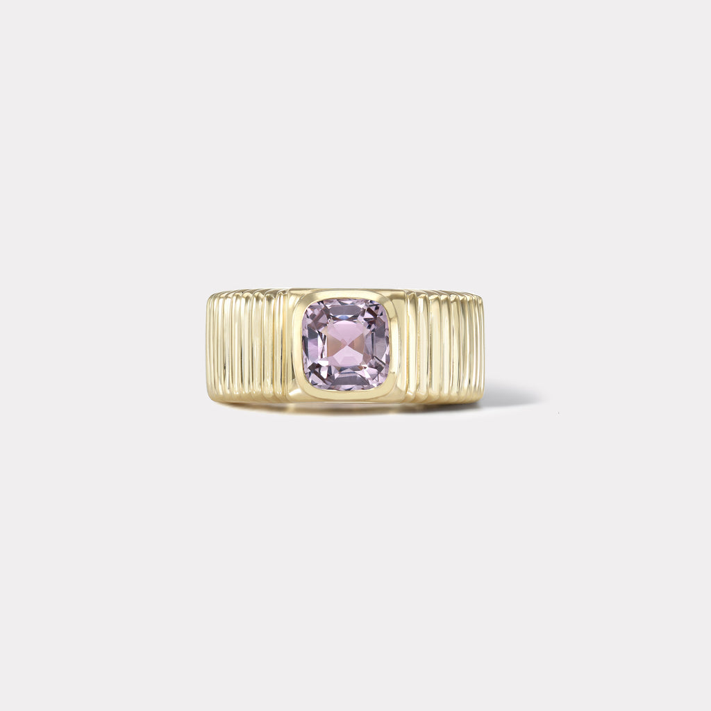 One of a kind Pleated Solitaire Band - 1.24ct Lavender Spinel