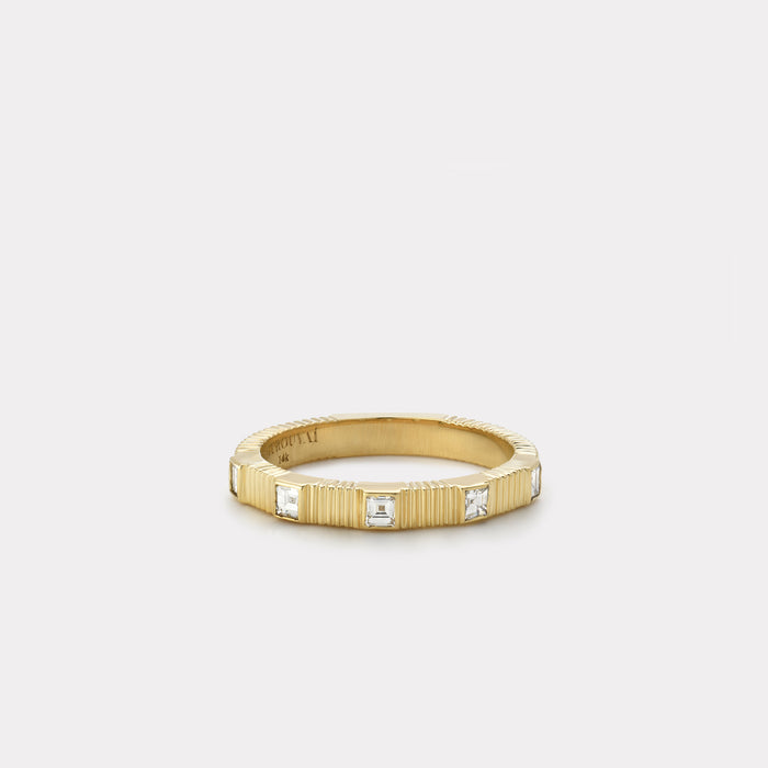 Pleated Five Stone Band - Carre Cut Diamonds