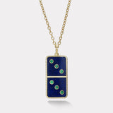 Classic Domino Necklace with Semiprecious Stone Inlay- Lapis and Emerald