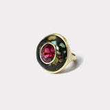 Lollipop Ring -  6.35ct Rhodolite Garnet in Hand Carved Turquoise