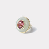 Lollipop Ring -  6ct Oval Pink Tourmaline in Hand Carved Aquamarine