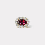 4.06ct Rhodolite Garnet Diamond Heirloom Bezel Ring