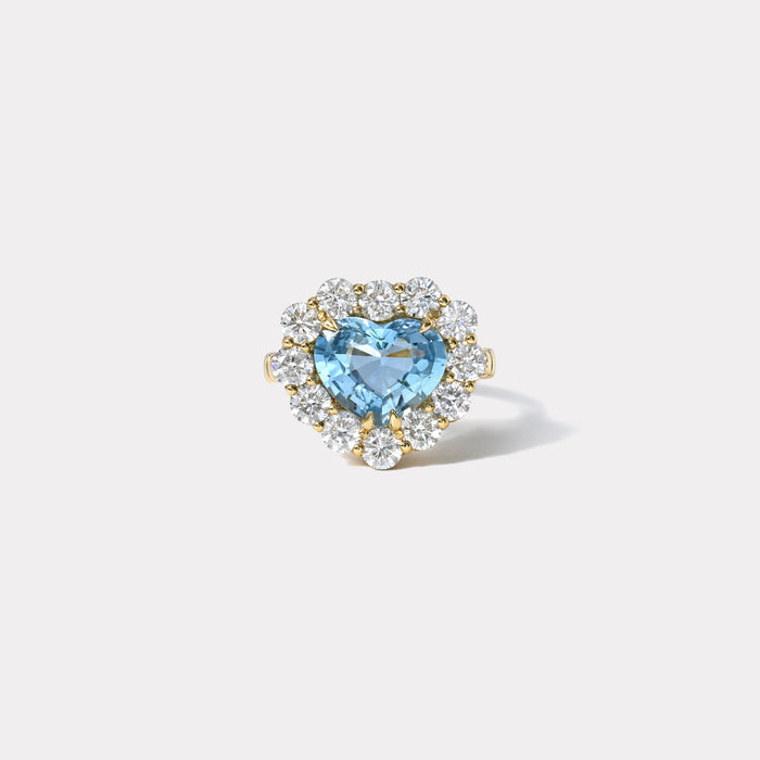 One of a kind 3.2ct Aquamarine and Diamond Heirloom Bezel Ring
