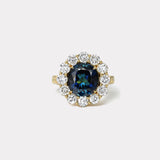 4.31ct Indicolite Diamond Heirloom Bezel Ring