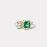 Double Stone 1.17ct GIA Diamond & 1.6ct Emerald Heirloom Bezel Ring