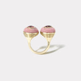 Double Stone Lollipop Ring - 3.09ct Lotus Garnets in Pink Opal
