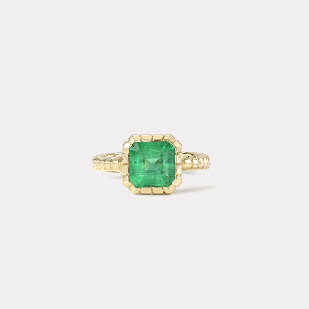 One of a kind 2.03ct Emerald Heirloom Bezel Ring
