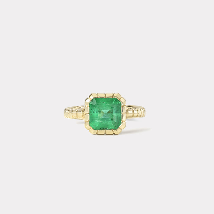 One of a kind 2.03ct Emerald Heirloom Bezel Ring