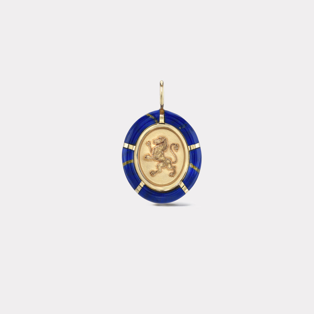Hand cut Lapis Lion Charm