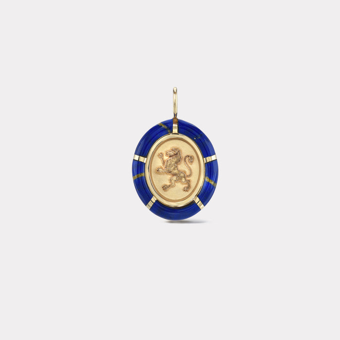 Hand cut Lapis Lion Charm