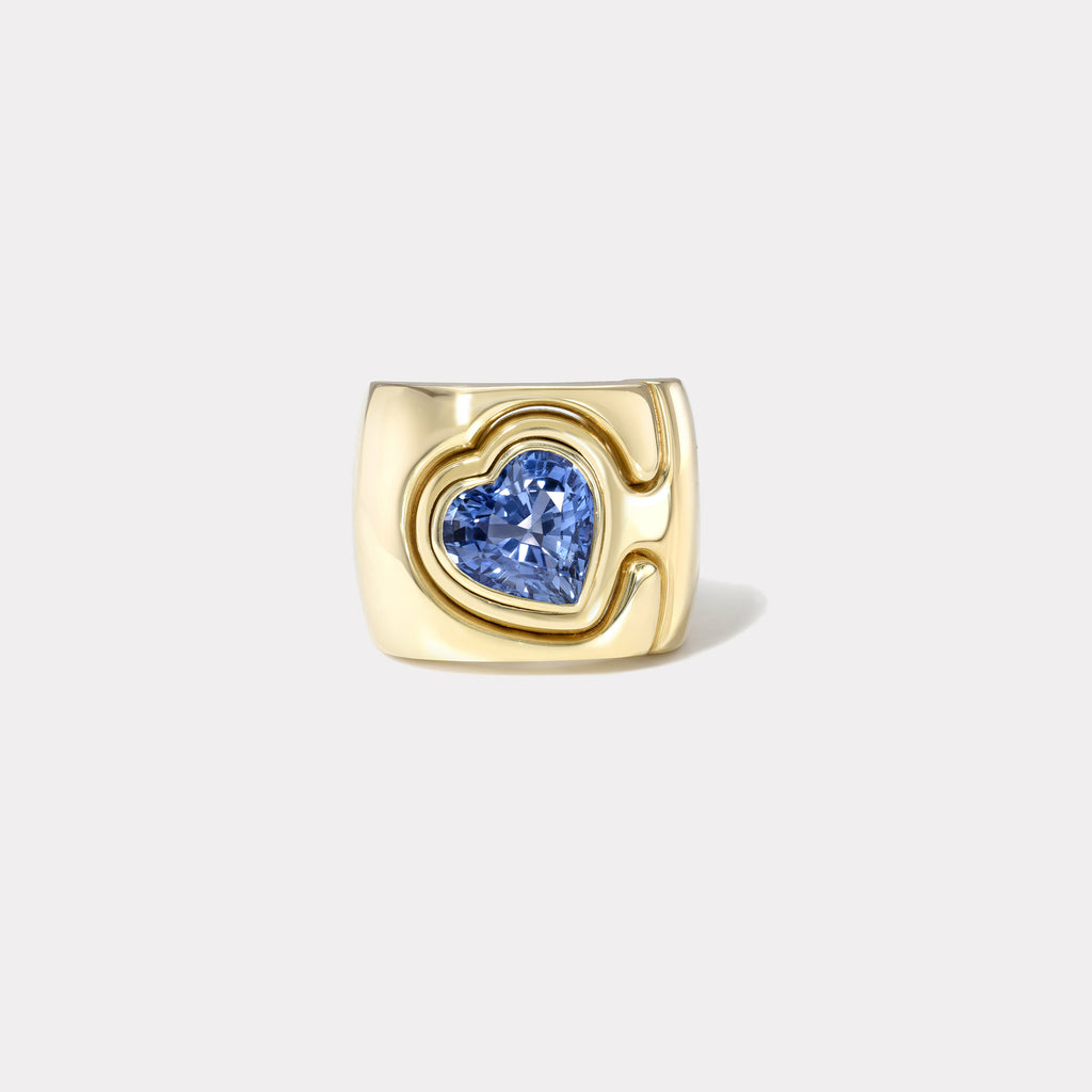 Impetus Interlocking Puzzle Ring with a 3.69ct Heart shaped Blue Sapphire