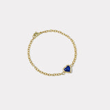1.65ct Heart Blue Sapphire Heirloom Bezel Bracelet
