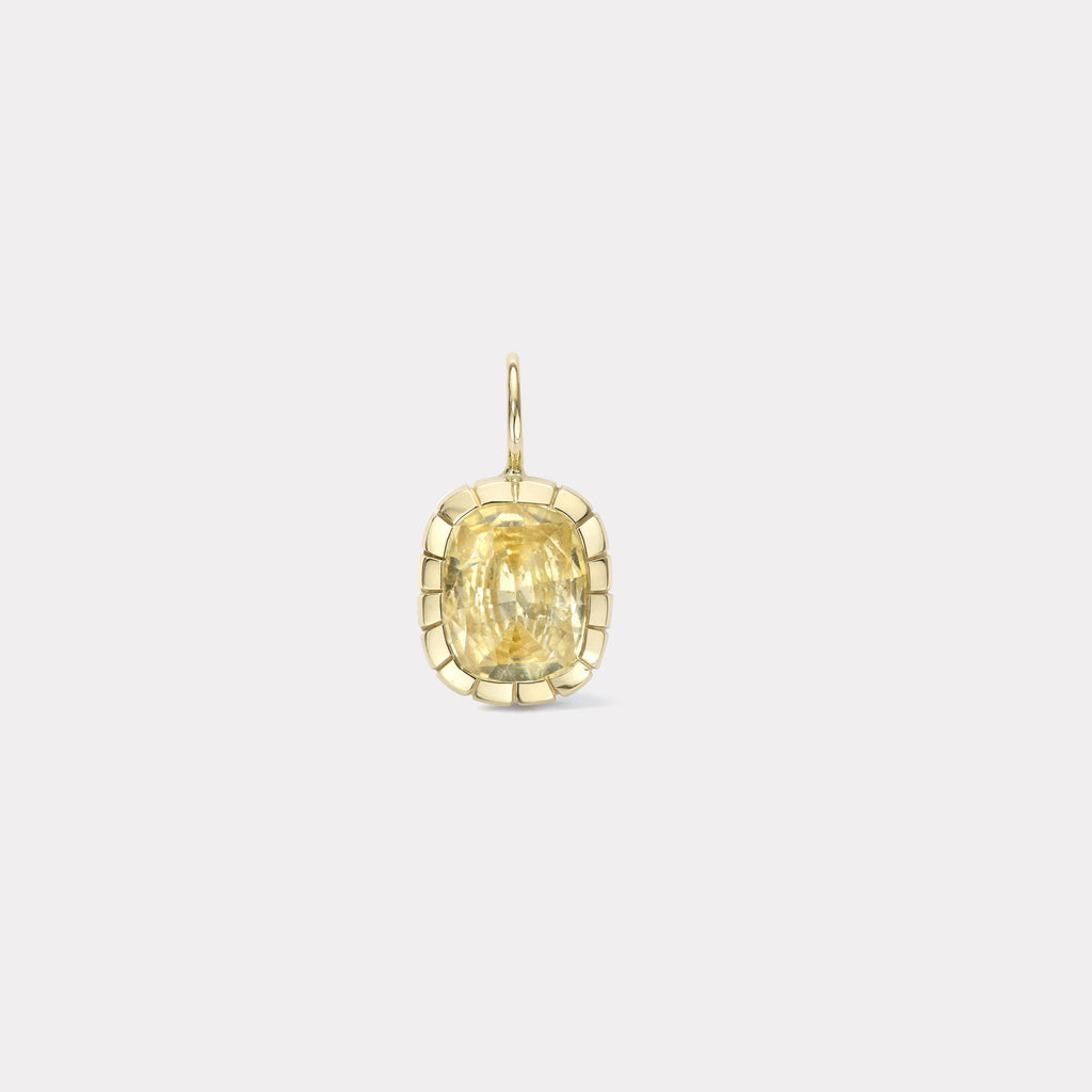 One of a Kind GIA 3.86ct Cushion Yellow Sapphire Bezel Charm