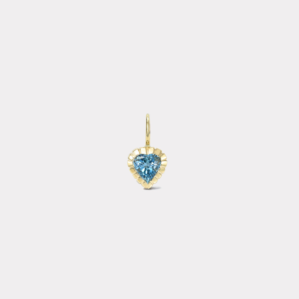 One of a Kind Heirloom Bezel .80ct Blue Heart Aquamarine Charm