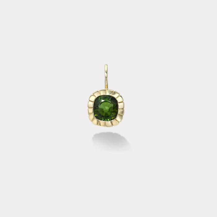 One of a Kind 2.80ct Cushion Green Tourmaline Heirloom Bezel Charm