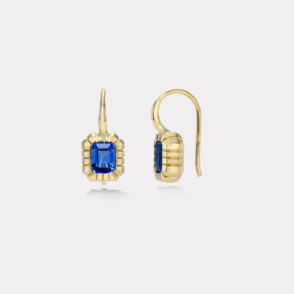 1.63ct Blue Sapphire Heirloom Bezel Earrings