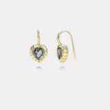 3.21ct Heart Green/Blue Sapphire Heirloom Bezel Earrings