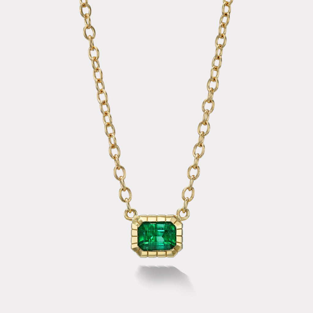 One of a Kind 2.6ct Emerald Heirloom Bezel Pendant