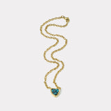 2.9ct Heart Blue Tourmaline Heirloom Bezel Pendant
