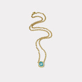 3.8ct Pear Blue Zircon Heirloom Bezel Pendant