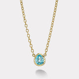 3.8ct Pear Blue Zircon Heirloom Bezel Pendant