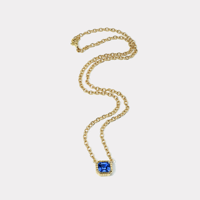 One of a Kind 4.15 EC Blue Sapphire Heirloom Bezel Pendant