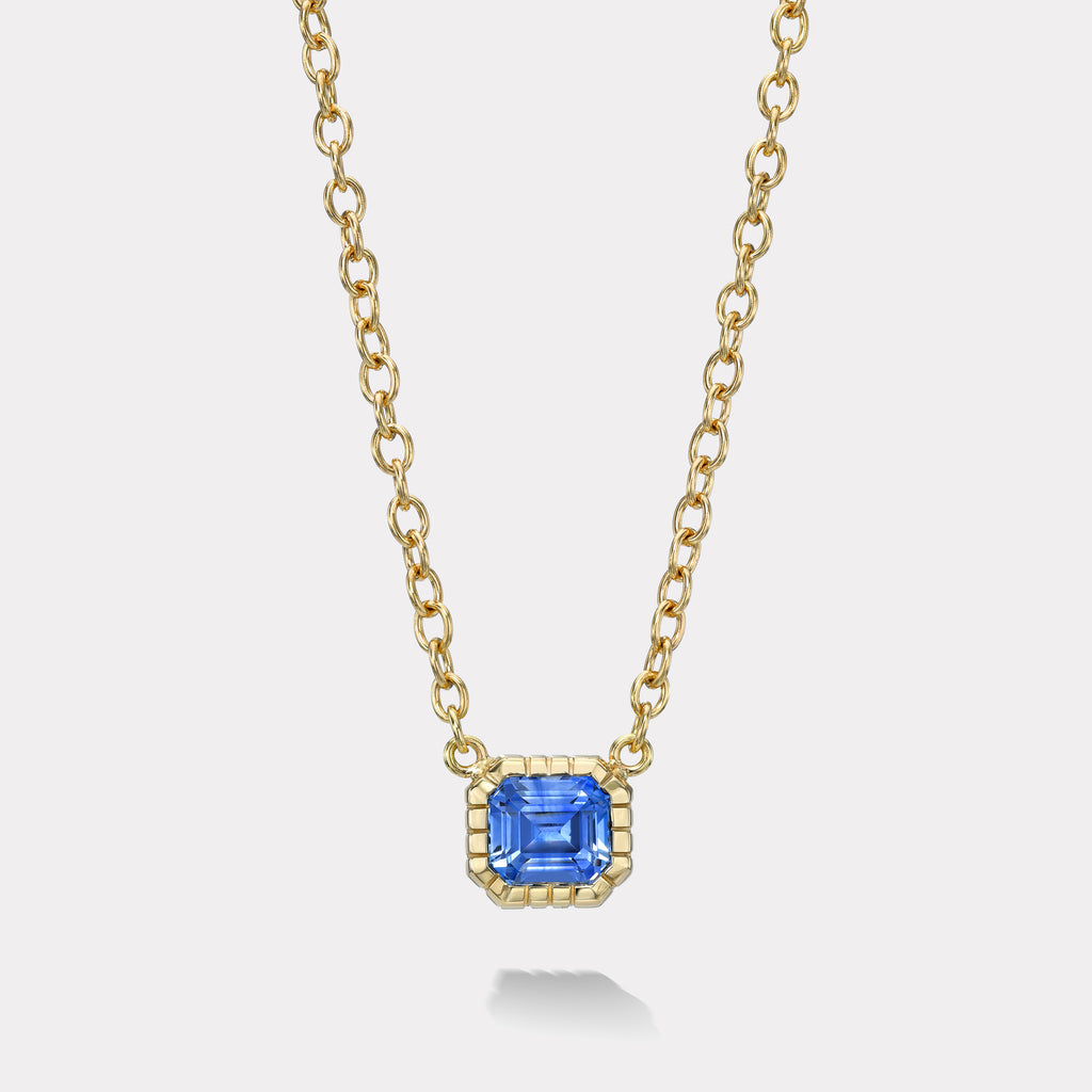 One of a Kind 4.15 EC Blue Sapphire Heirloom Bezel Pendant