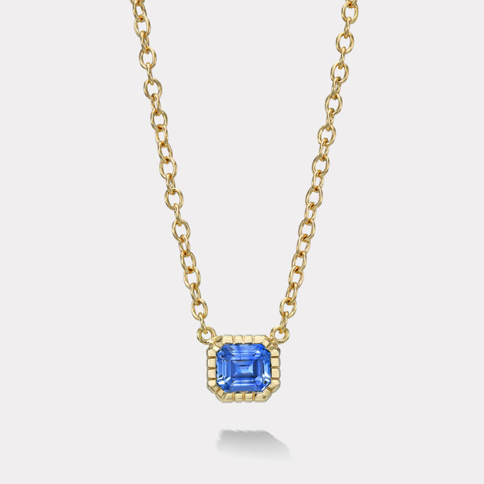 One of a Kind 4.15 EC Blue Sapphire Heirloom Bezel Pendant