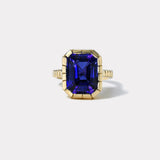 12.33ct Emerald Cut Tanzanite Heirloom Bezel Ring