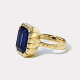 12.33ct Emerald Cut Tanzanite Heirloom Bezel Ring