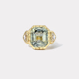 15.31ct Green Sapphire and GIA Diamond Heirloom Bezel Ring