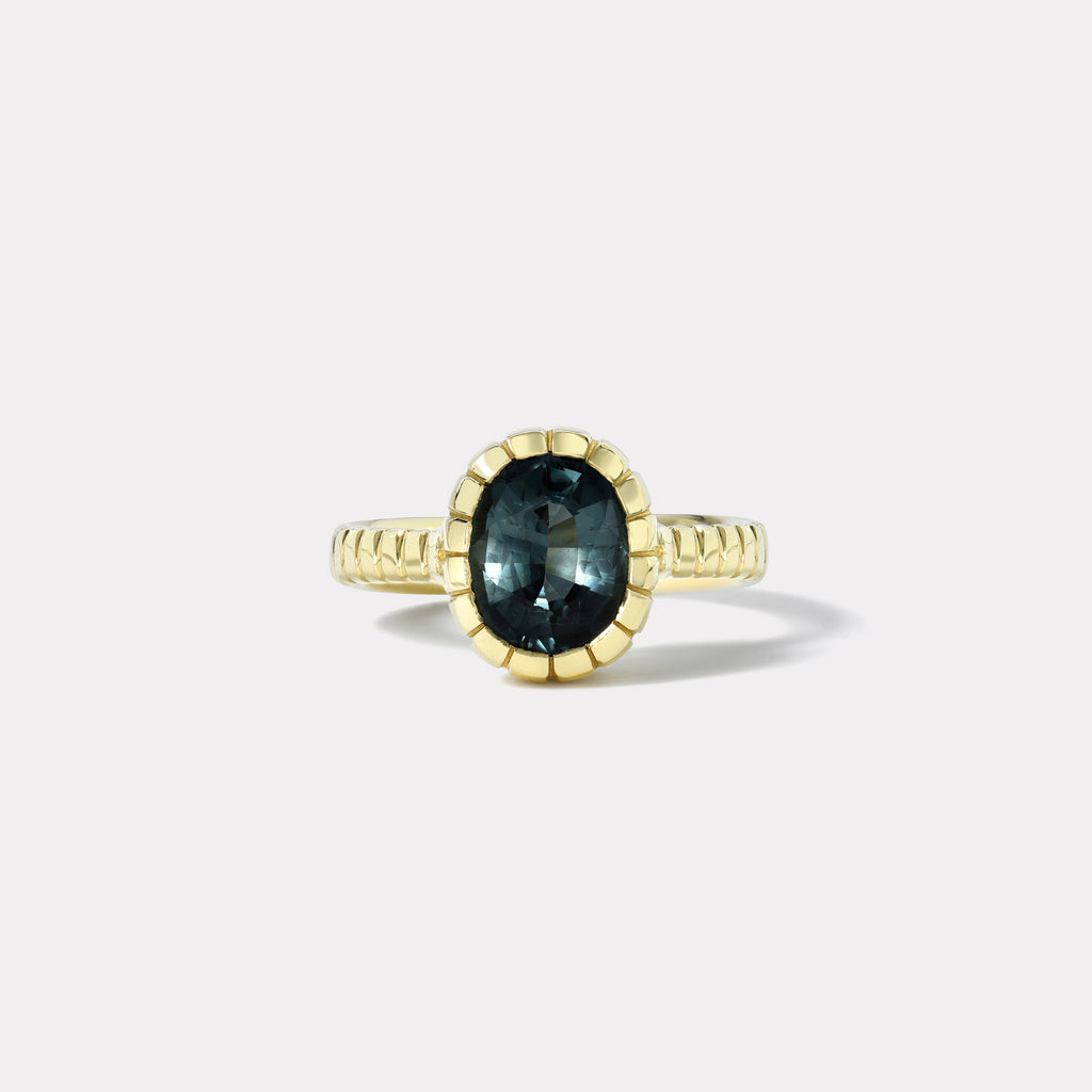 One of a kind  2.4ct Grey Tourmaline Heirloom Bezel Ring