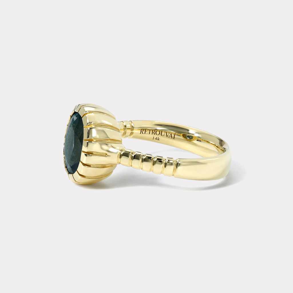 One of a kind  2.4ct Grey Tourmaline Heirloom Bezel Ring