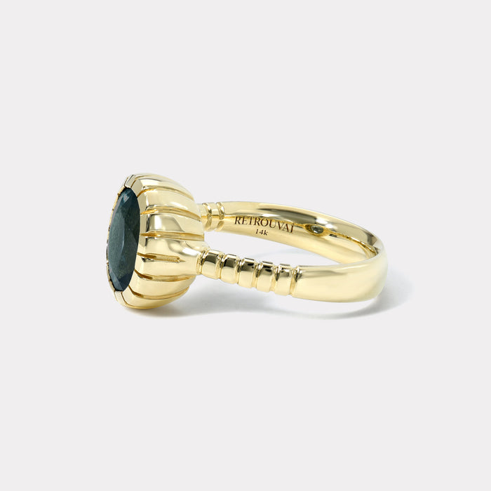 One of a kind  2.4ct Grey Tourmaline Heirloom Bezel Ring